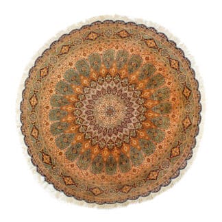 Teppich Täbriz 60R mit Seide Ghonbadi | ca. 200 cm rund – jetzt kaufen bei Lifetex-Heimtextilien.de