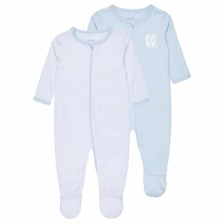 NAME IT 2er Pack Jungen Schlafstrampler Eule Streifen mit Zip in Hellblau – jetzt kaufen bei Lifetex-Heimtextilien.de