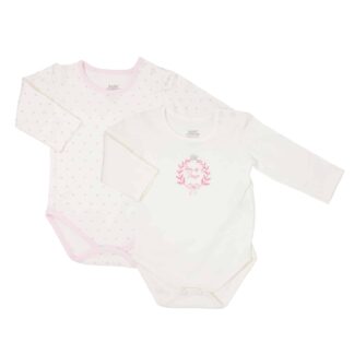 BABY CORNER 2er Set Baby-Bodies "Born as a Prince" mit Krönchen-Muster in Rosa – jetzt kaufen bei Lifetex-Heimtextilien.de
