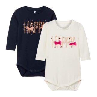 NAME IT Langarm-Baby-Body "Happy" | aus 95% Bio-Baumwolle – jetzt kaufen bei Lifetex-Heimtextilien.de