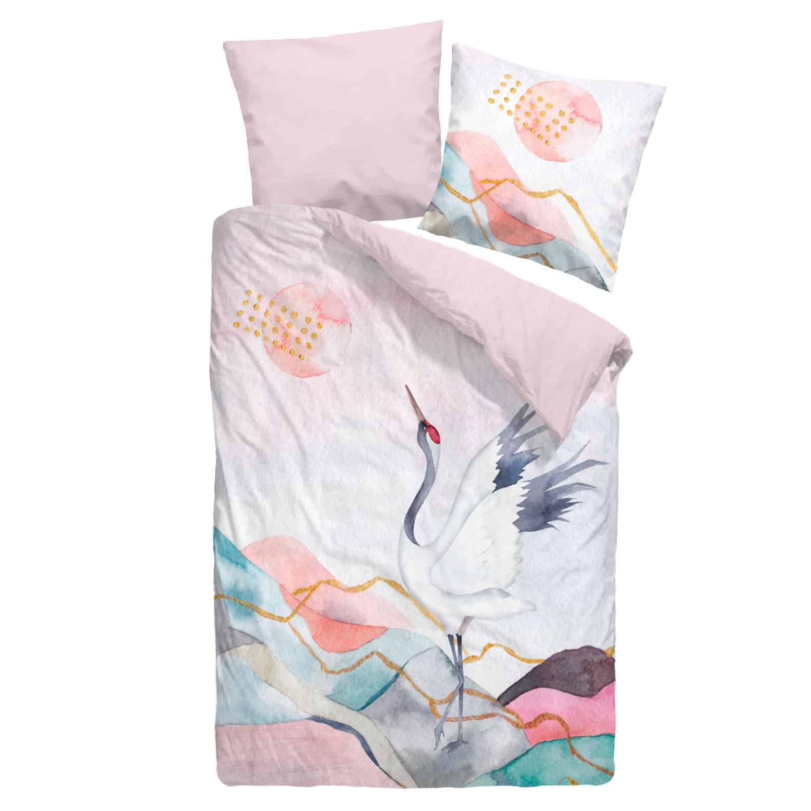 Dormisette · Mako-Satinbettwäsche "Kranich" | Dessin 8210 – 60 rose – jetzt kaufen bei Teppich-kaufen-XXL.de