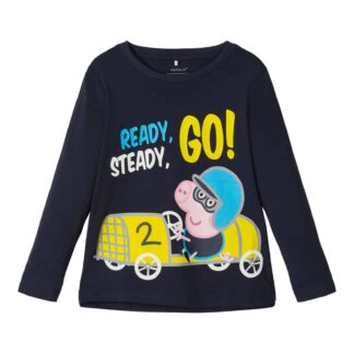 NAME IT Jungen Langarmshirt "Schorsch Seifenkiste / Peppa Wutz" in Dunkelblau – jetzt kaufen bei Lifetex-Heimtextilien.de