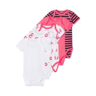 NAME IT 3er Pack Baby-Mädchen Kurzarm Bodies Blumen in Weiß/Violett – jetzt kaufen bei Teppich-kaufen-XXL.de