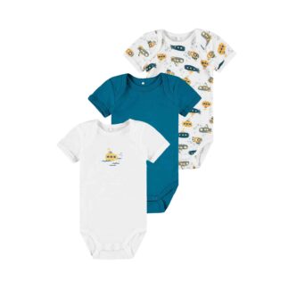 NAME IT 3er Pack Baby-Jungen Kurzarm Bodies U-Boot in Weiß/Blau – jetzt kaufen bei Lifetex-Heimtextilien.de