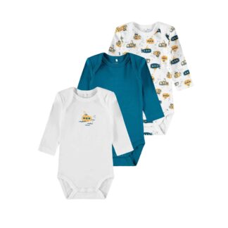 NAME IT 3er Pack Baby-Jungen Langarm Bodies U-Boot in Weiß/Blau – jetzt kaufen bei Lifetex-Heimtextilien.de