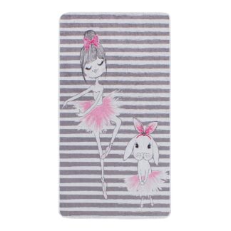 Kinderteppich Brücke Ballerina und Hase Streifen | ca. 80 x 150 cm – jetzt kaufen bei Teppich-kaufen-XXL.de