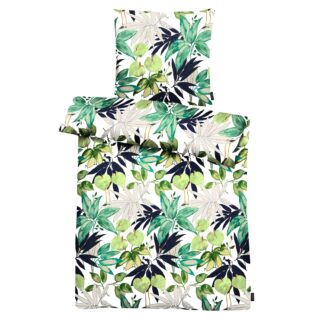 Apelt Bettwäsche-Garnitur Anabel GOTS Blumen 135x200 + 80x80 cm Grün – jetzt kaufen bei Tekal - Textile Lebensqualität