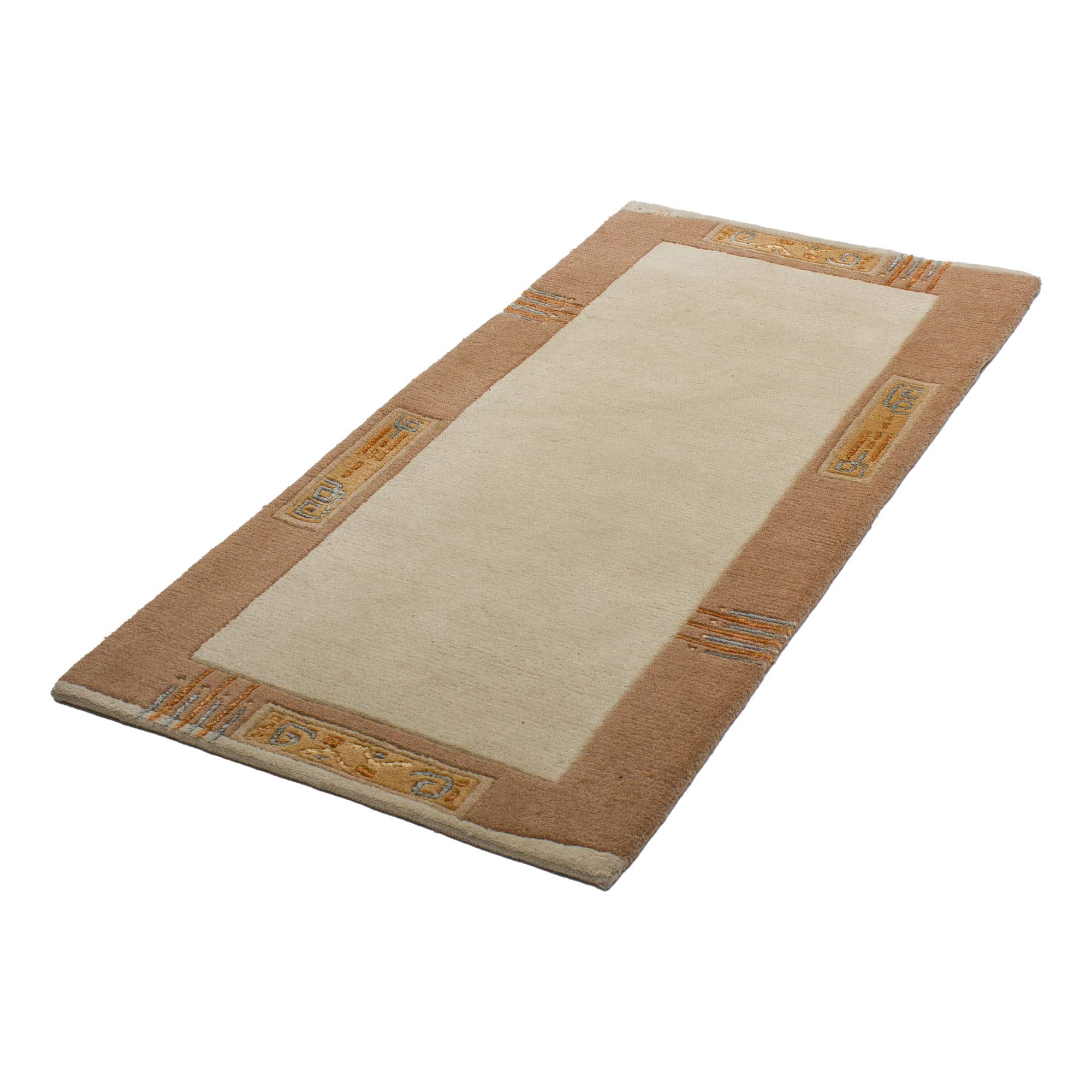 Teppichbrücke Nepal mit Bordüre Beige ca. 70 x 140 cm bei Tekal bestellen